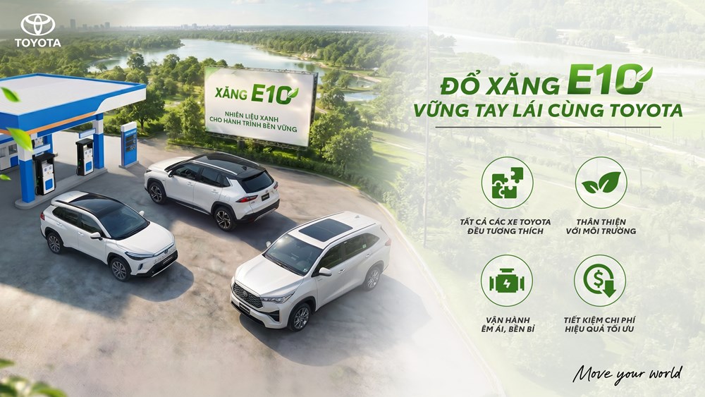 Anh minh hoa Toyota Việt Nam xác nhận các mẫu xe tương thích với xăng E10
